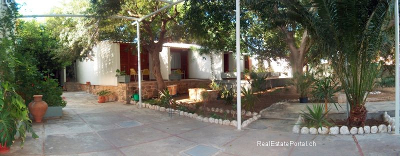 Part of the garden with the bungalows